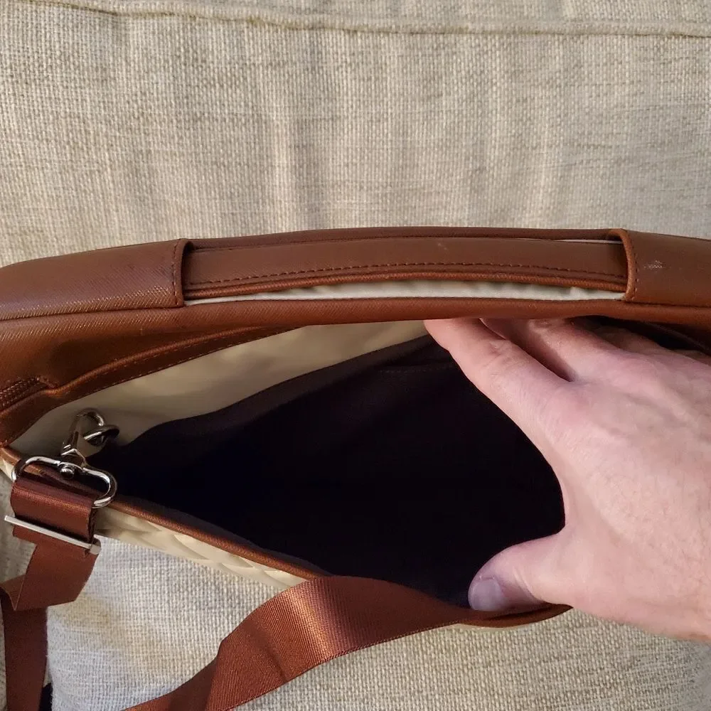 Knomo Tan Quilted Laptop Bag